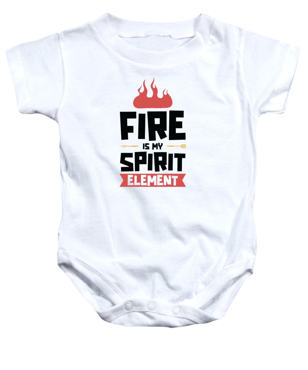 Fire Baby Onesie featuring the digital art Cooking Grilling Fire Spirit Element Cook and Griller #4 by Toms Tee Store