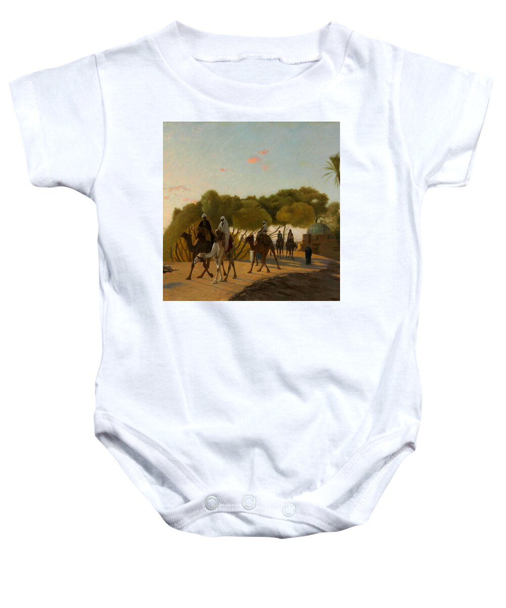 Art History Baby Onesie featuring the painting Leaving the oasis #4 by Jean-Leon Gerome