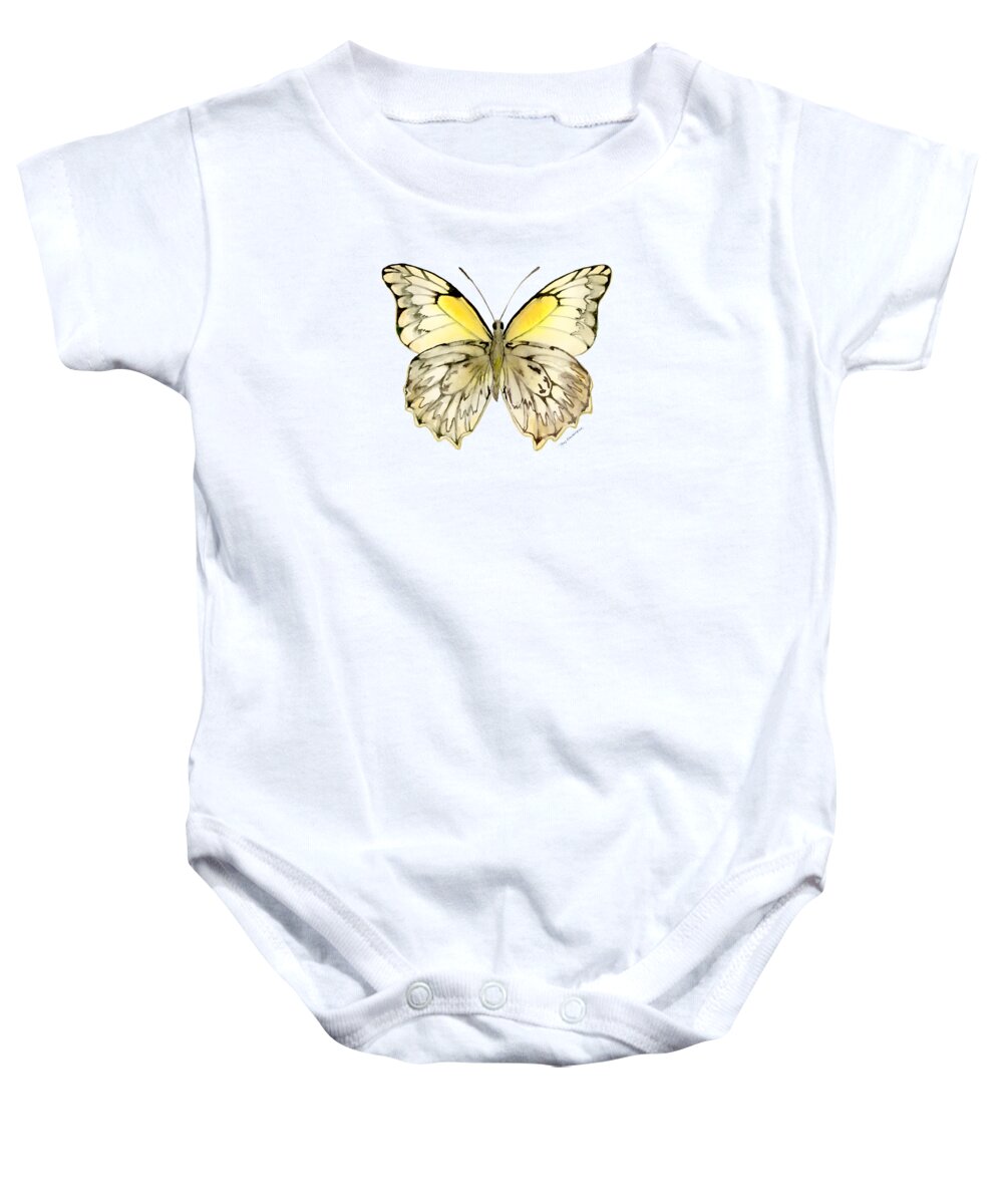 Hesperocharia Baby Onesie featuring the painting 44 Hesperocharia Graphite Butterfly by Amy Kirkpatrick