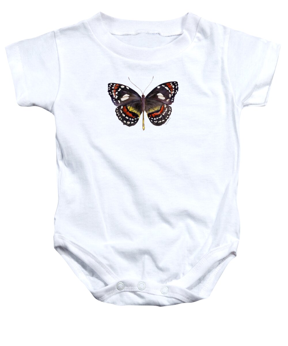 Elzunia Bonplandii Butterfly Baby Onesie featuring the painting 50 Elzunia Bonplandii Butterfly by Amy Kirkpatrick