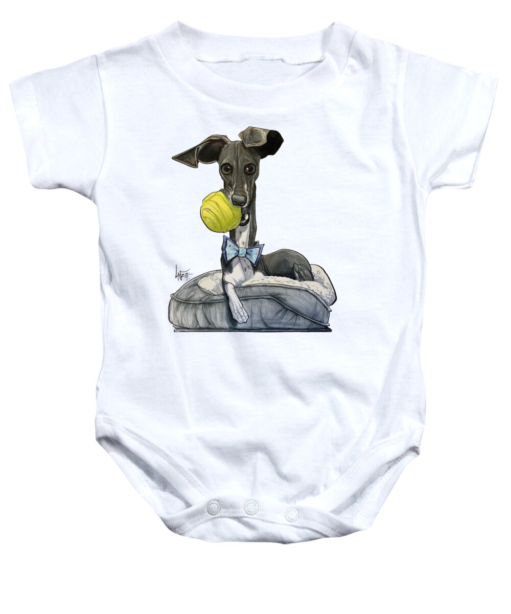 Slecton Baby Onesie featuring the drawing 5332 Slecton by Canine Caricatures By John LaFree