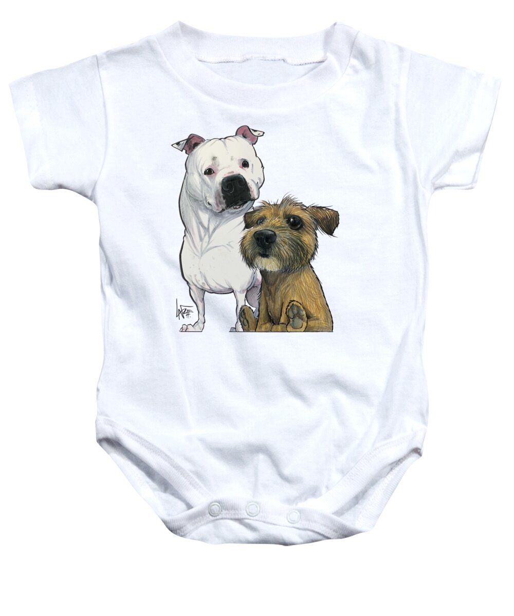 Taylor Baby Onesie featuring the drawing 5334 Taylor by Canine Caricatures By John LaFree