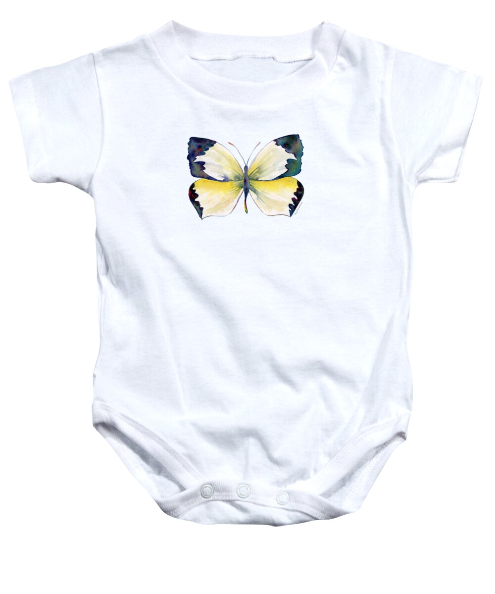 Mexican Baby Onesie featuring the painting 55 Mexican Yellow Butterfly by Amy Kirkpatrick