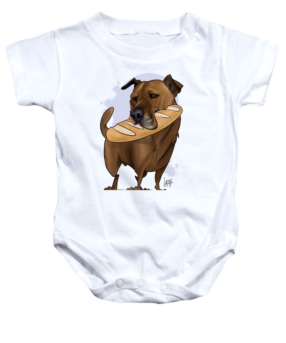 5905 Baby Onesie featuring the drawing 5905 Lyon by Canine Caricatures By John LaFree