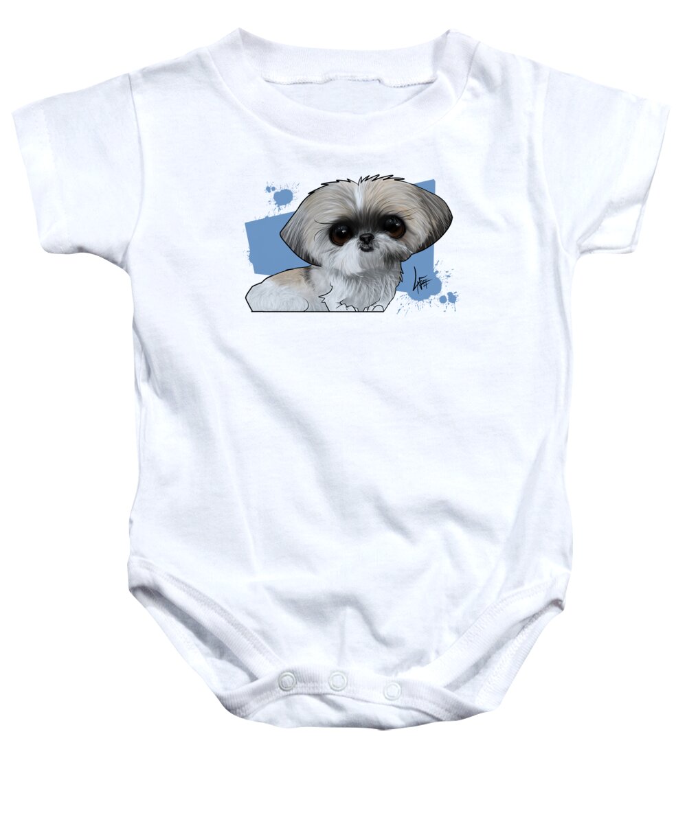 5907 Baby Onesie featuring the drawing 5907 Wiedower by Canine Caricatures By John LaFree