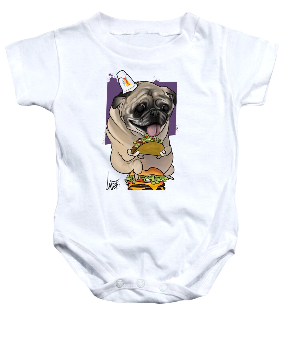 5932 Baby Onesie featuring the drawing 5932 Bivona by Canine Caricatures By John LaFree