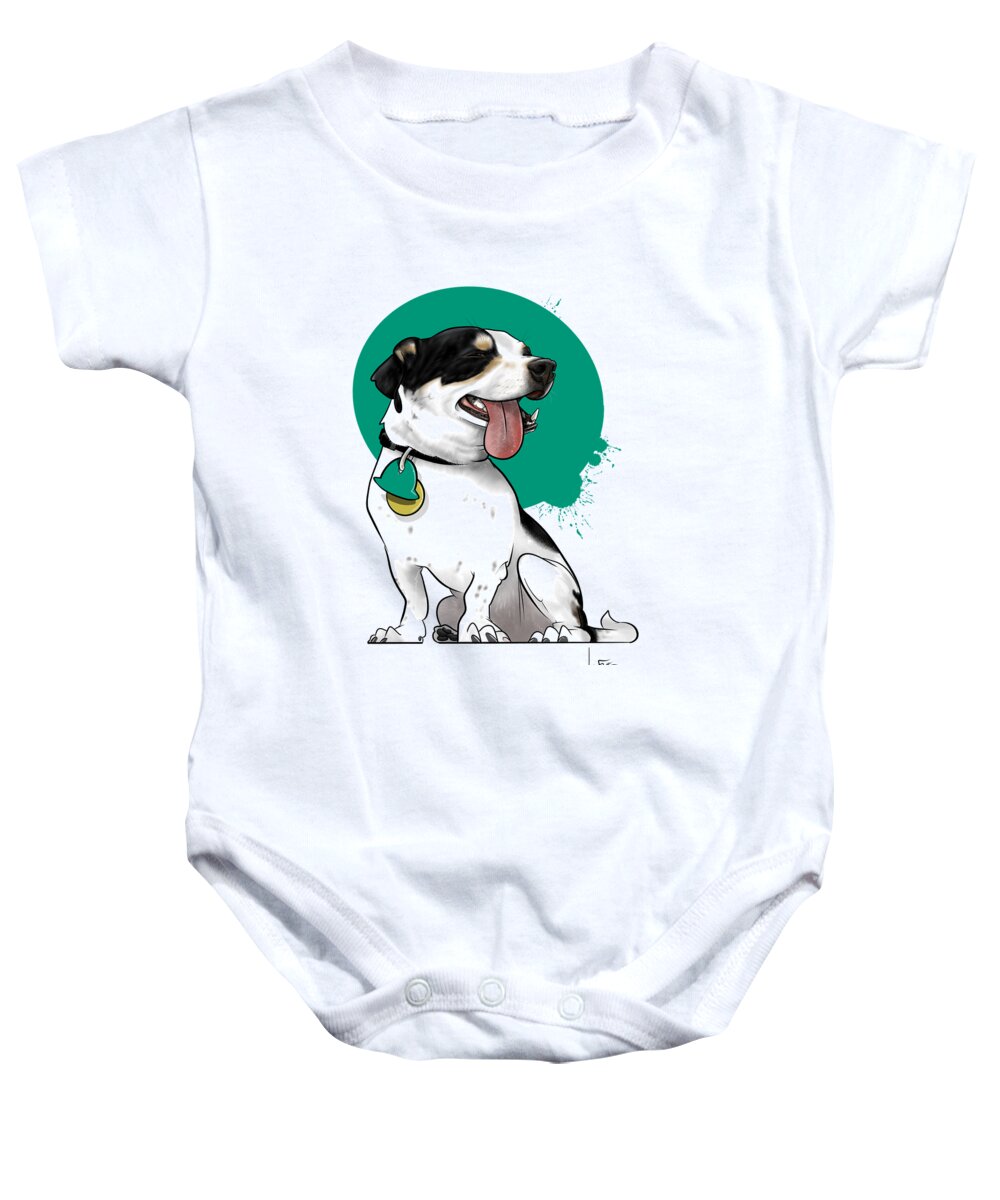 6018 Baby Onesie featuring the drawing 6018 Powers by Canine Caricatures By John LaFree