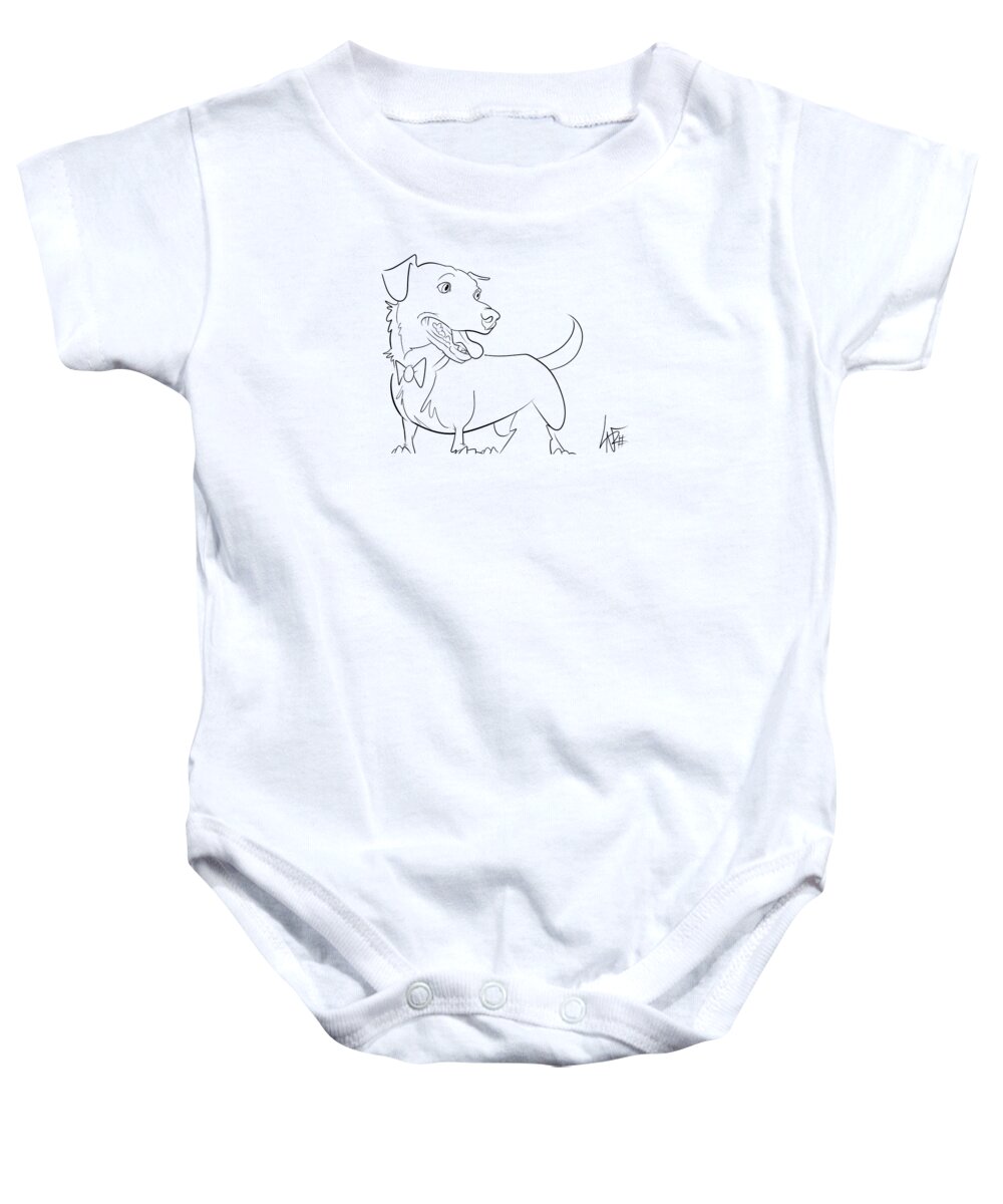 6036 Baby Onesie featuring the drawing 6036 Krikorian TUX by Canine Caricatures By John LaFree