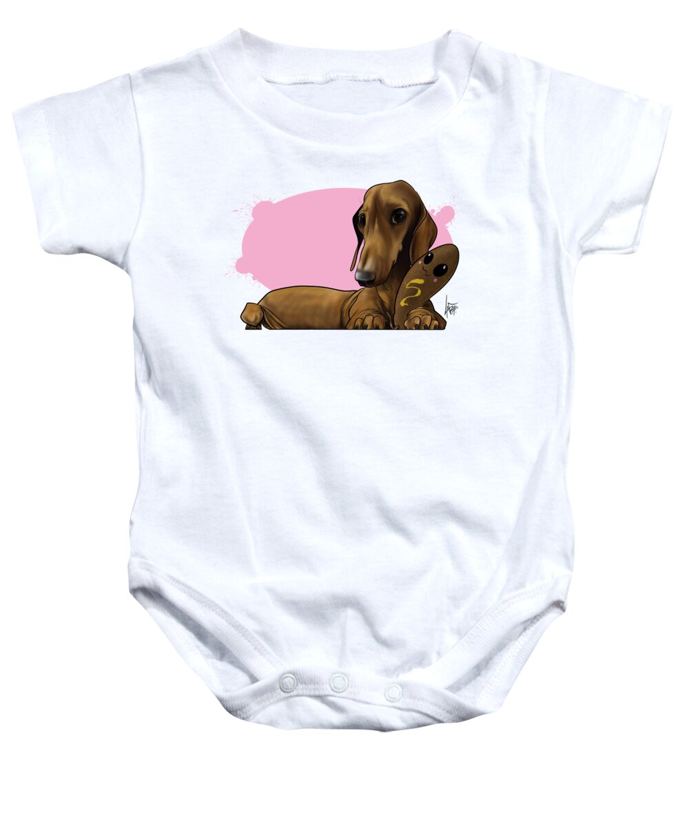 6074 Baby Onesie featuring the drawing 6074 Winesickle by Canine Caricatures By John LaFree