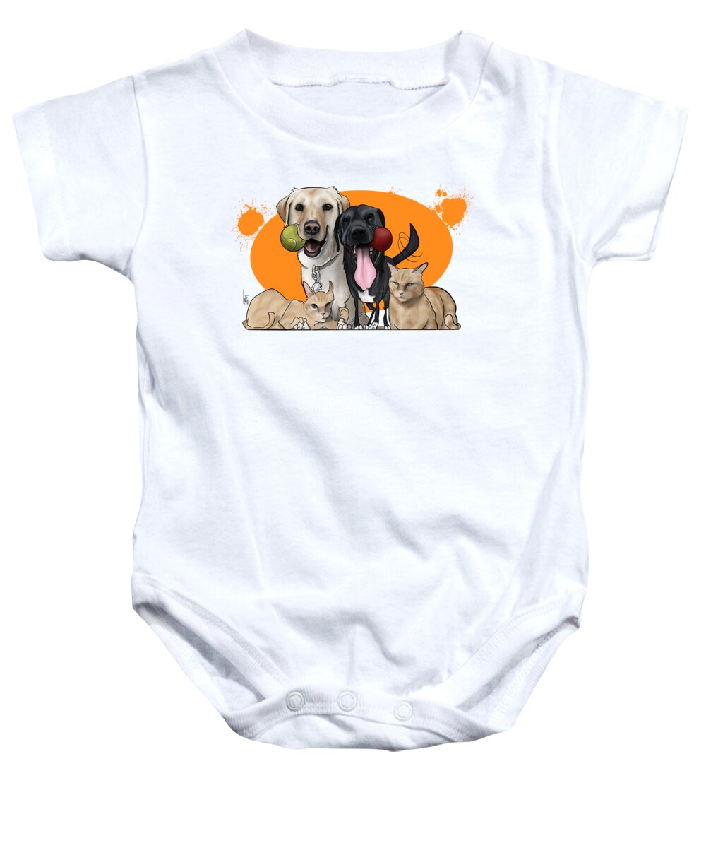 6082 Baby Onesie featuring the drawing 6082 Narusiewicz by Canine Caricatures By John LaFree