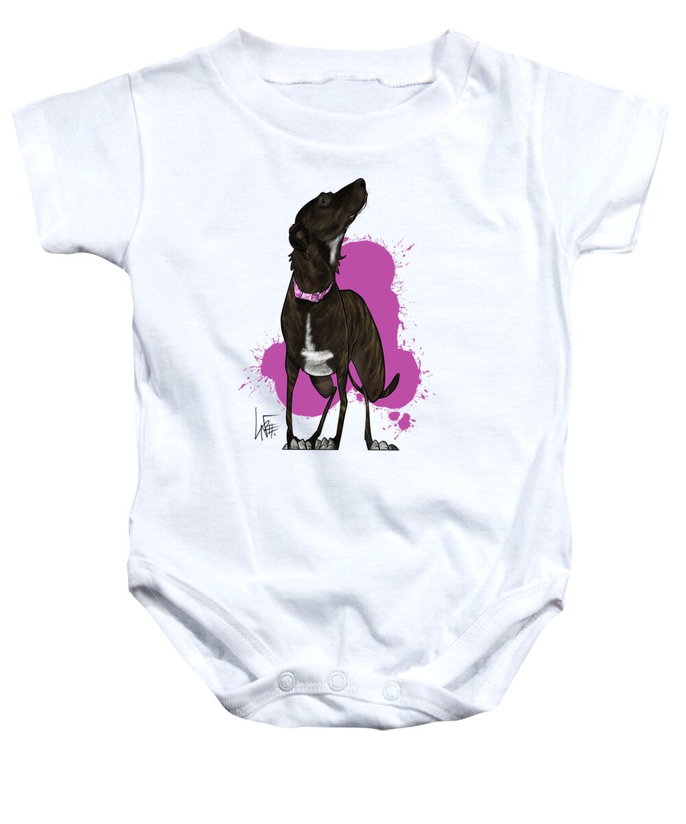 6142 Baby Onesie featuring the drawing 6142 Hilby by Canine Caricatures By John LaFree
