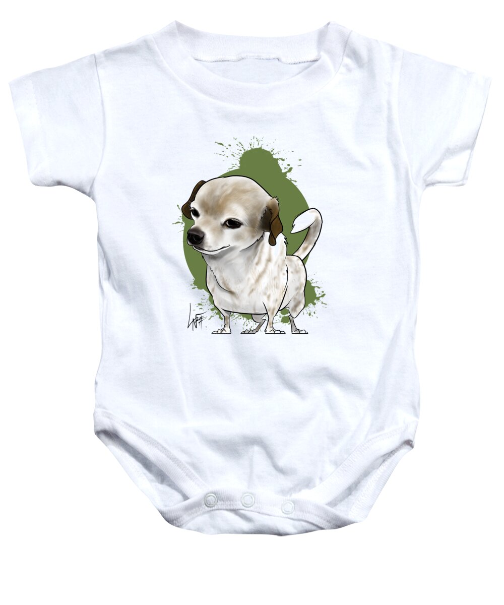 6155 Baby Onesie featuring the drawing 6155 Rimpo by Canine Caricatures By John LaFree