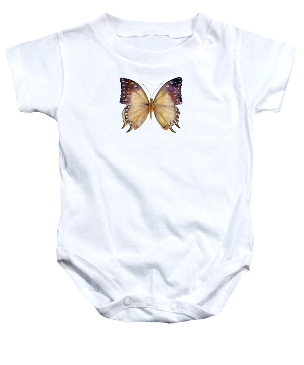 Great Nawab Butterfly Baby Onesie featuring the painting 63 Great Nawab Butterfly by Amy Kirkpatrick