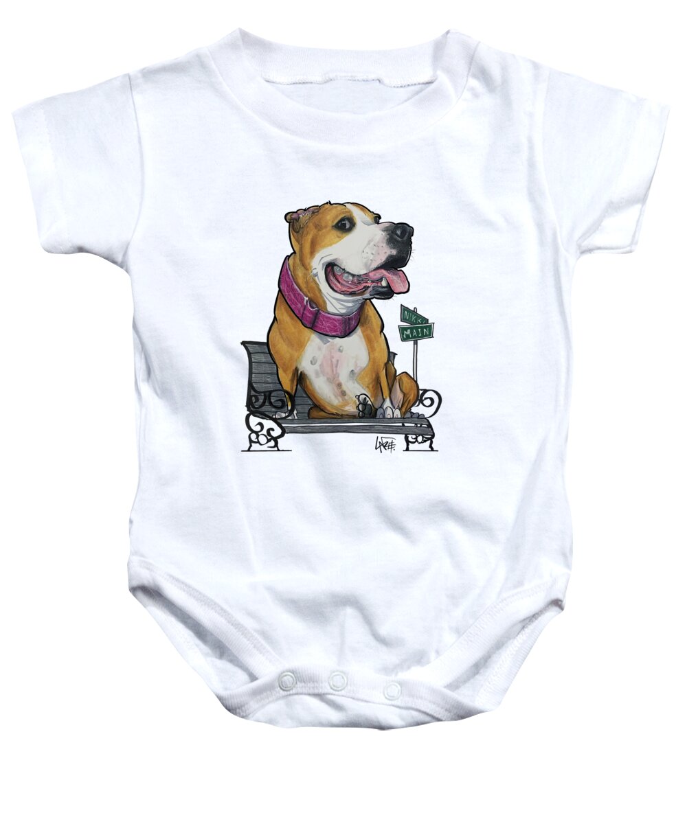 6338 Baby Onesie featuring the drawing 6338 Chickos, NIKKI by Canine Caricatures By John LaFree