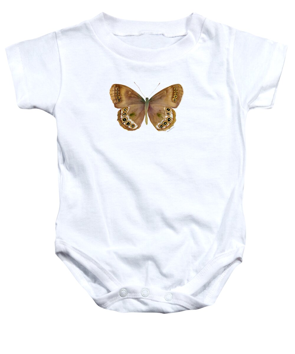 Woodland Brown Butterfly Baby Onesie featuring the painting 64 Woodland Brown Butterfly by Amy Kirkpatrick