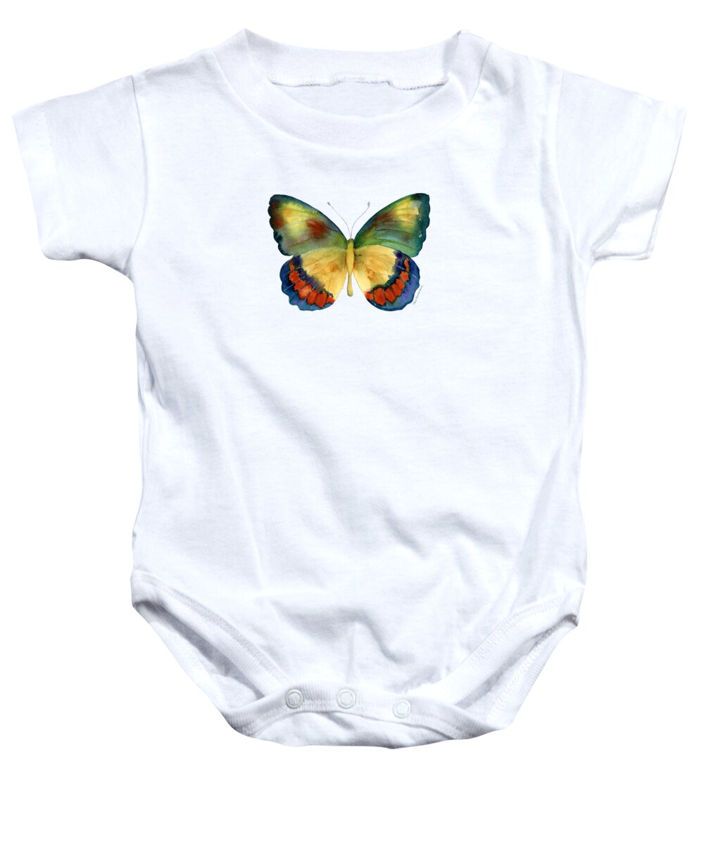 Bagoe Butterfly Baby Onesie featuring the painting 67 Bagoe Butterfly by Amy Kirkpatrick