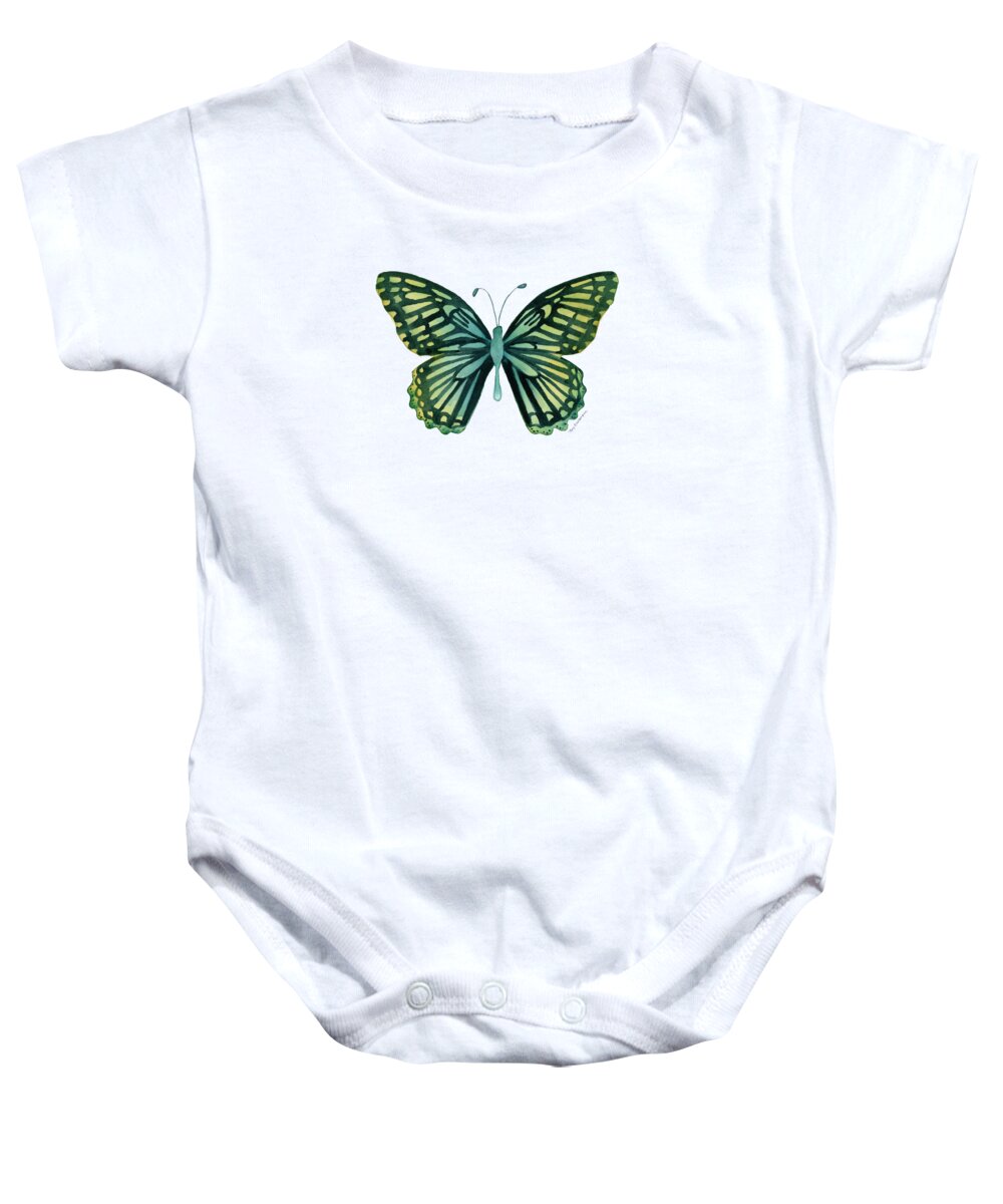 Mime Butterfly Baby Onesie featuring the painting 69 Moonrise Mime Butterfly by Amy Kirkpatrick