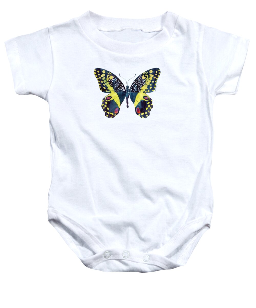 African Citrus Butterfly Baby Onesie featuring the painting 73 Citrus Butterfly by Amy Kirkpatrick