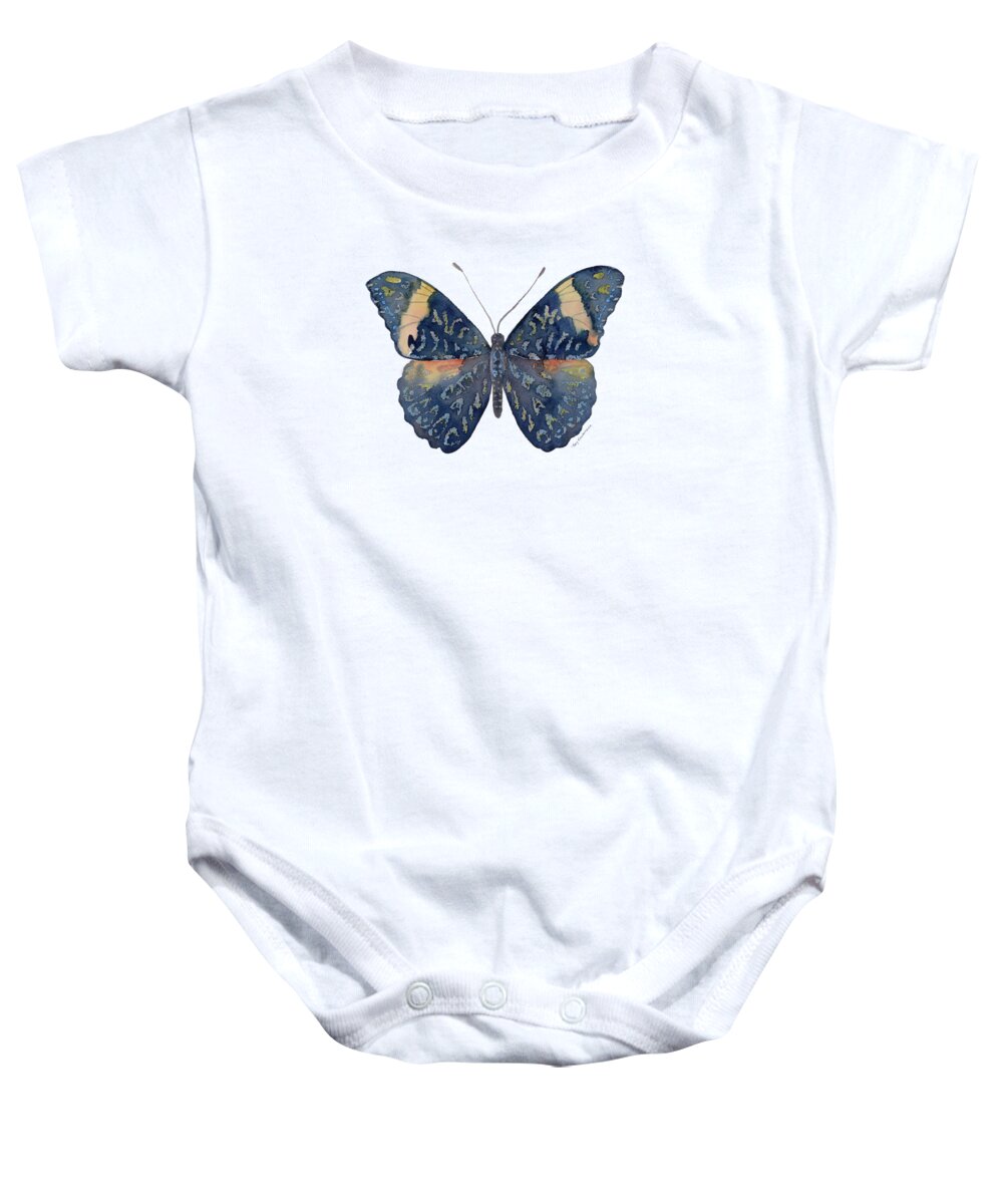 Red Cracker Butterfly Baby Onesie featuring the painting 89 Red Cracker Butterfly by Amy Kirkpatrick