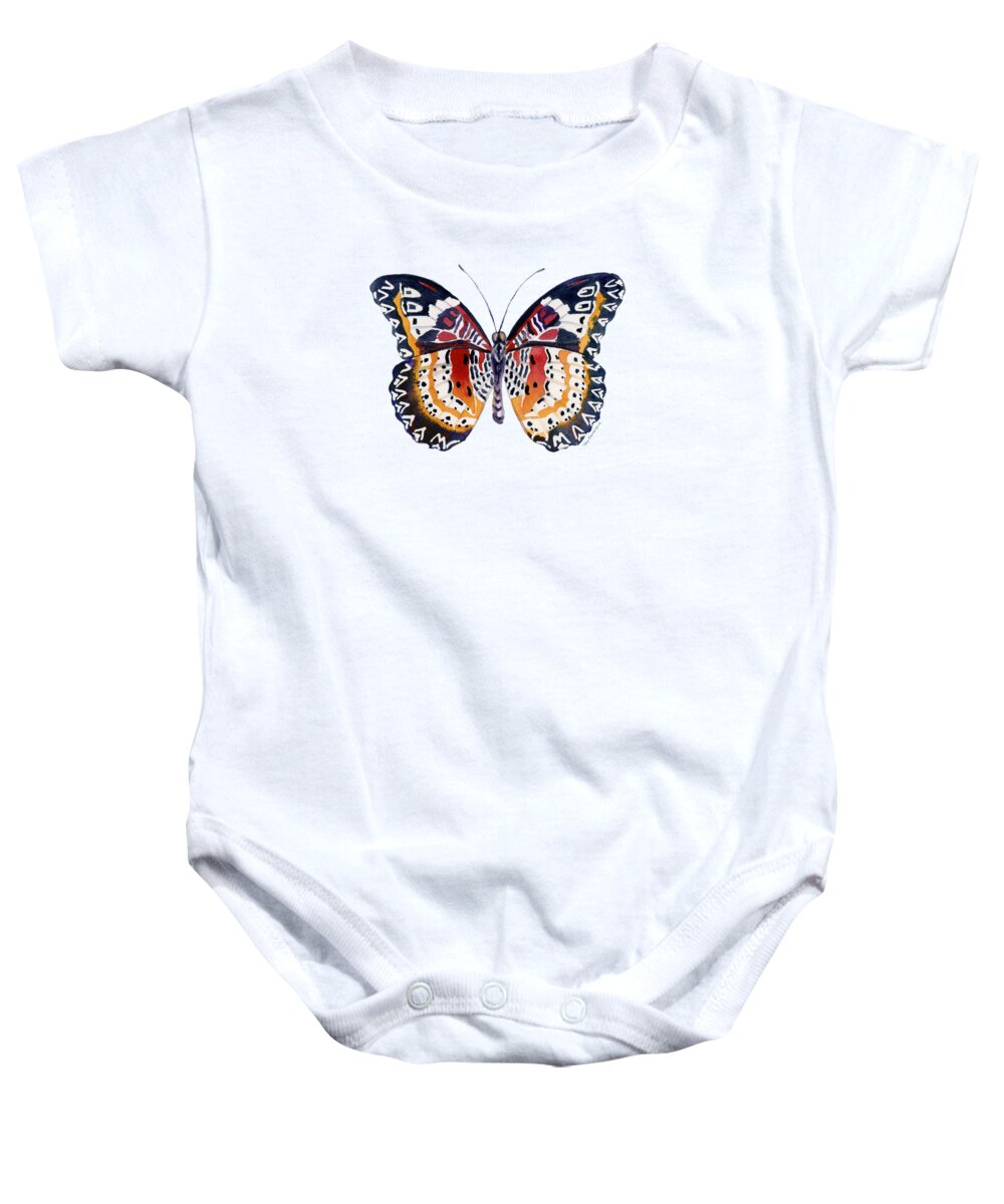 Lacewing Butterfly Baby Onesie featuring the painting 94 Lacewing Butterfly by Amy Kirkpatrick