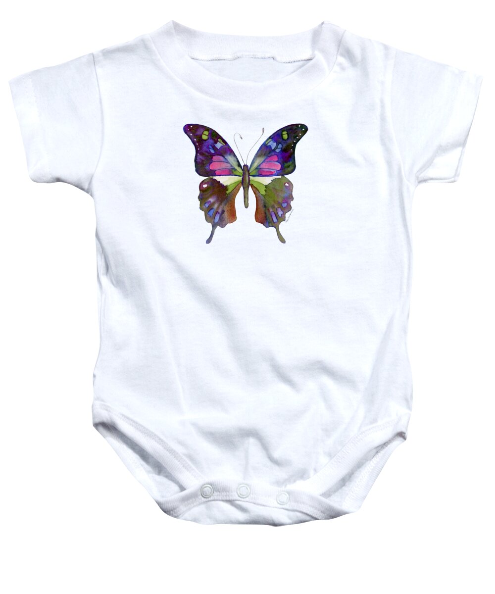 Colorful Butterfly Baby Onesie featuring the painting 98 Graphium Weiskei Butterfly by Amy Kirkpatrick