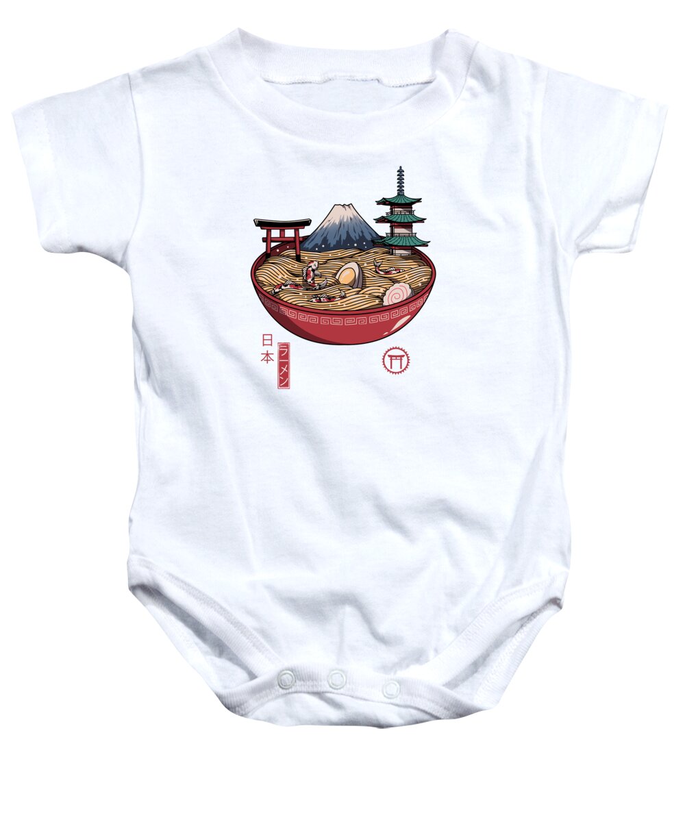 Japan Baby Onesie featuring the digital art A Japanese Ramen by Vincent Patrick Trinidad