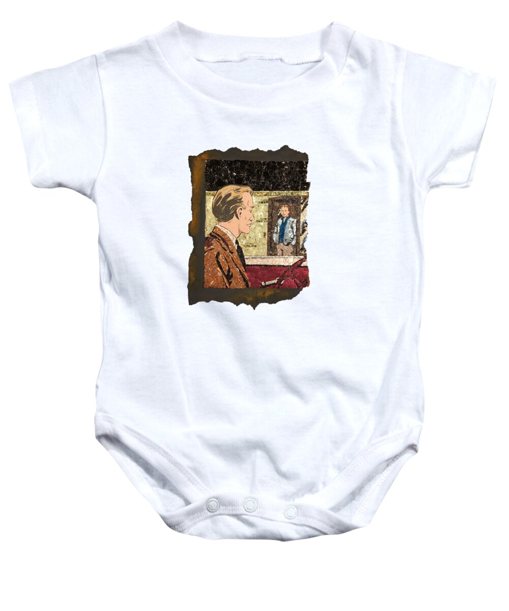 Glass Baby Onesie featuring the mixed media A Meeting with Steven Brent by Matthew Lazure
