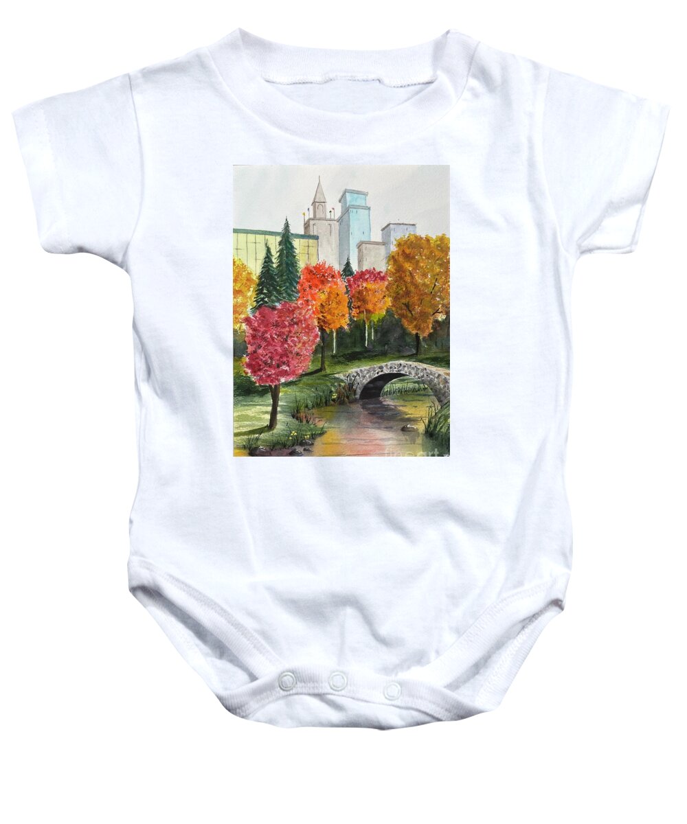 Park Baby Onesie featuring the painting A Walk in the Park by Joseph Burger