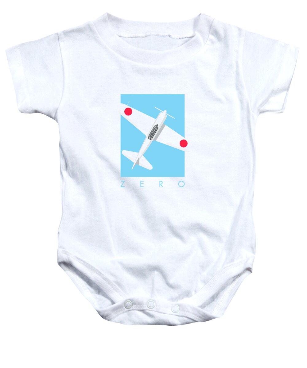 Aircraft Baby Onesie featuring the digital art A6M Zero WWII Aircraft - Sky by Organic Synthesis