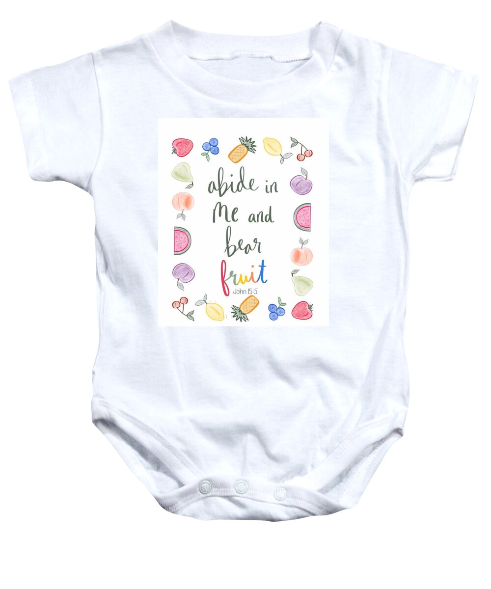  Baby Onesie featuring the mixed media Abide in Me by Stephanie Fritz