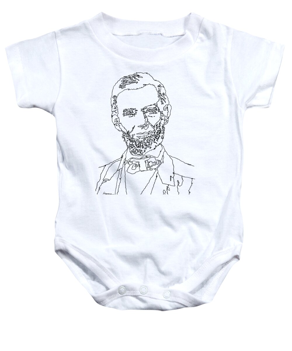 Braham Baby Onesie featuring the painting Abraham Lincoln Drawing by Hailey E Herrera