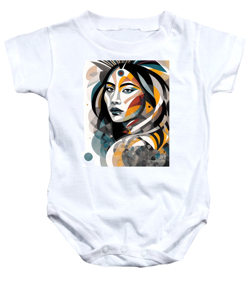 Abstract Baby Onesie featuring the digital art Abstract Native American - 4 by Philip Preston