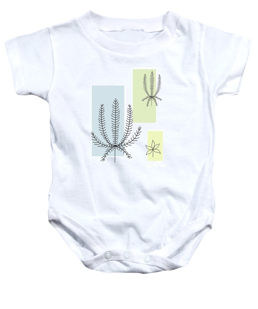 Botanical Baby Onesie featuring the digital art Abstract Plants Pastel 1 by Donna Mibus