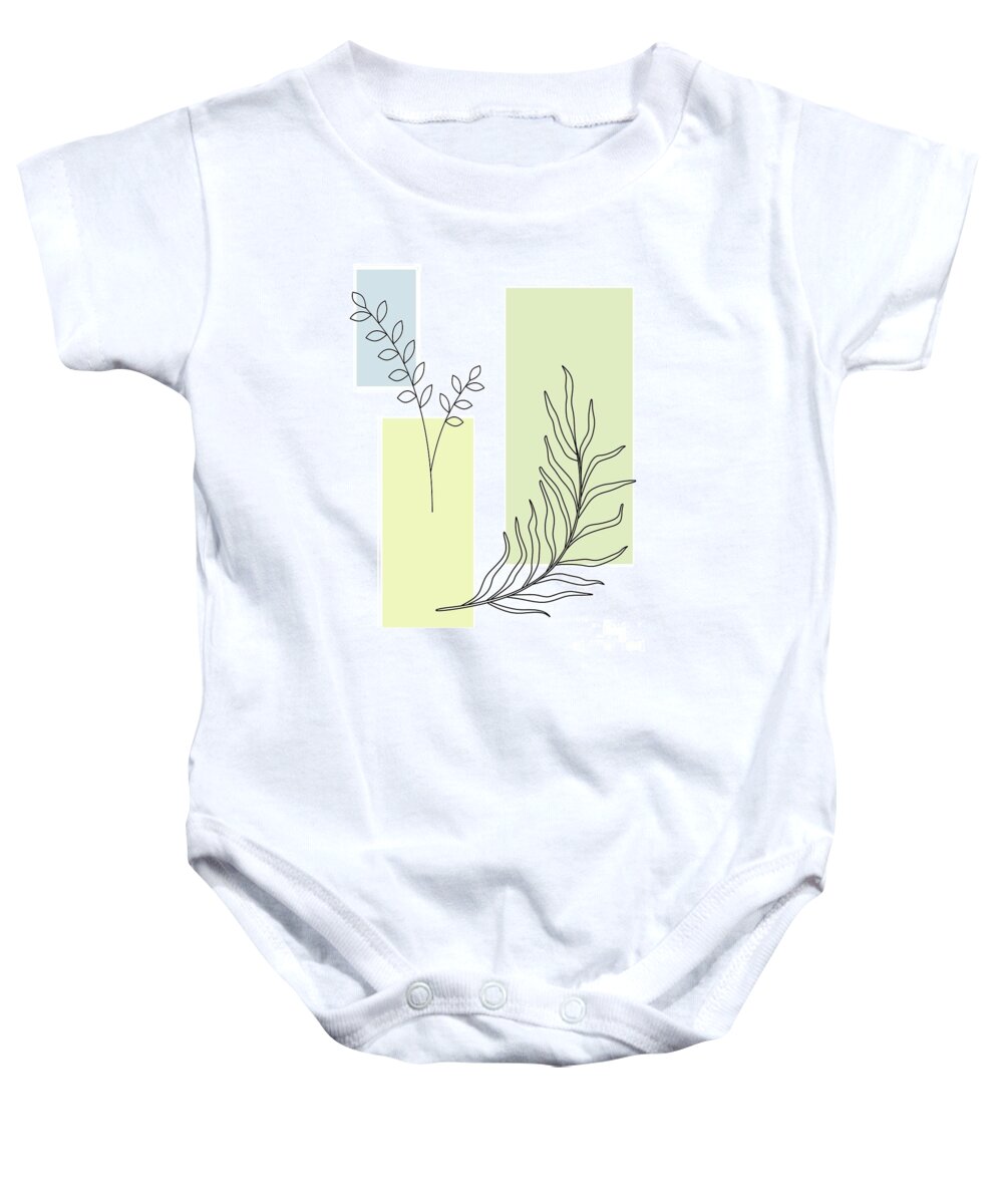 Botanical Baby Onesie featuring the digital art Abstract Plants Pastel 2 by Donna Mibus