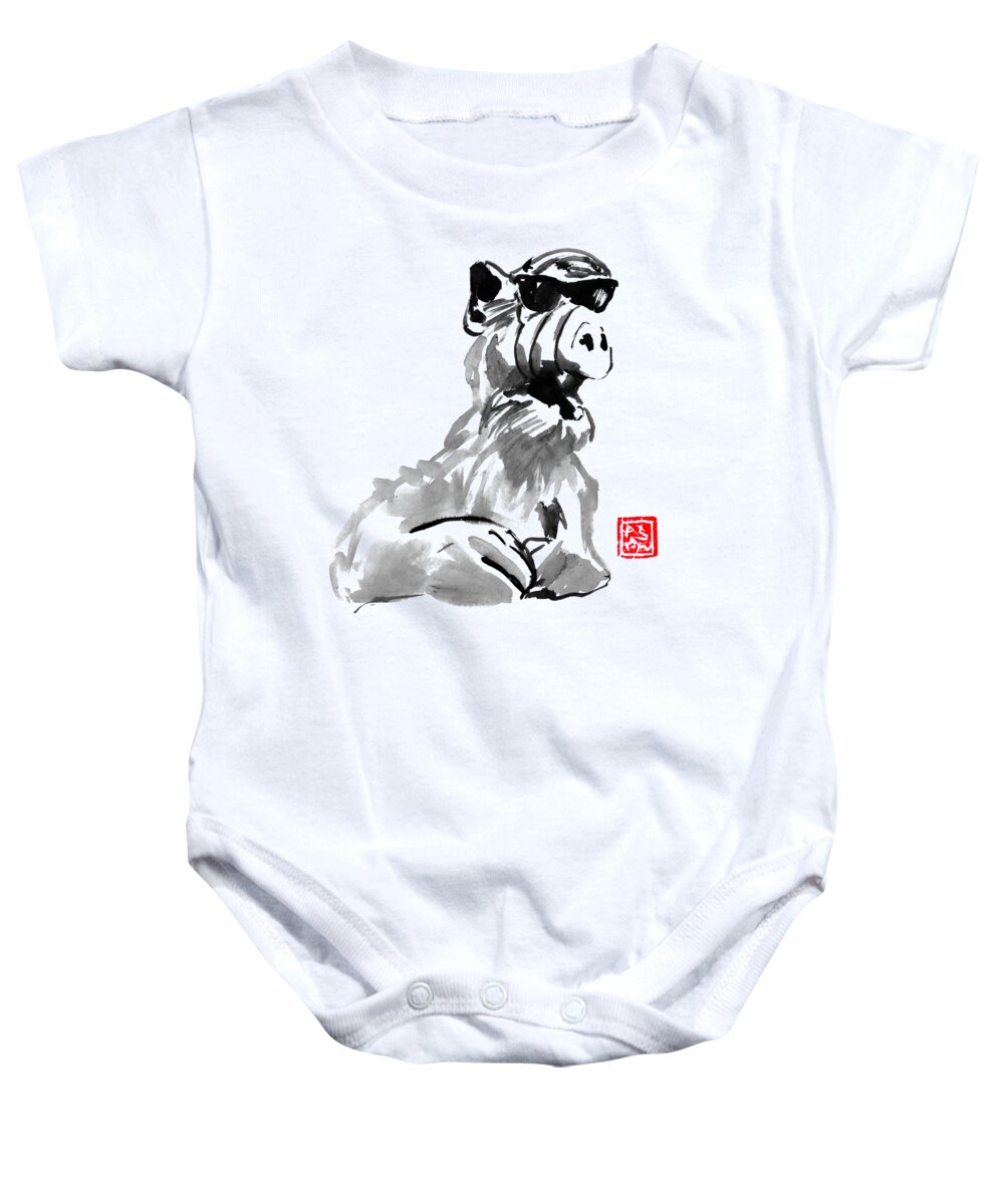 Alf Baby Onesie featuring the painting Alf Sunglasses by Pechane Sumie
