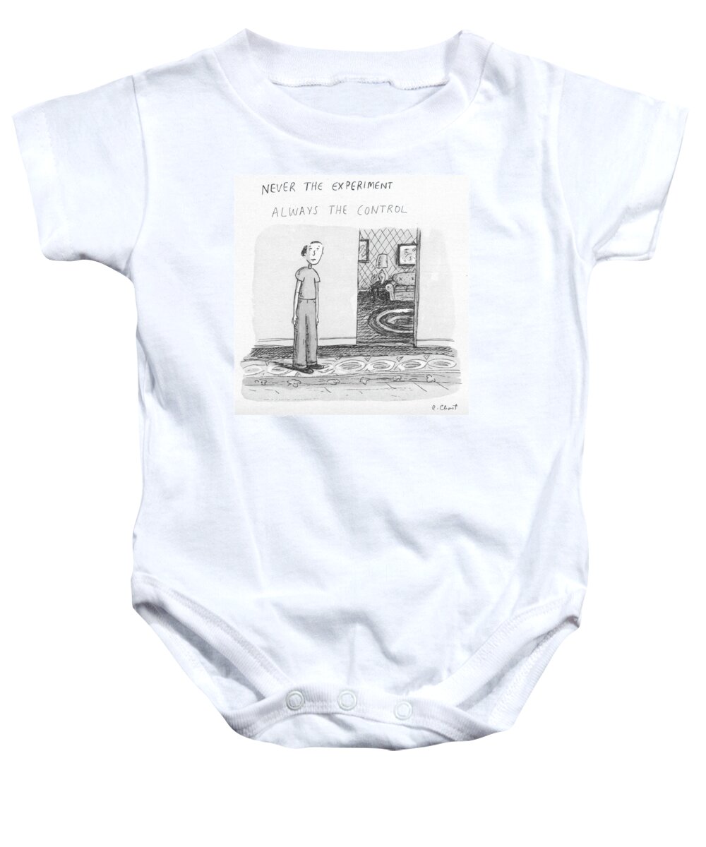 90101 Rch Roz Chast Baby Onesie featuring the drawing Always The Control by Roz Chast