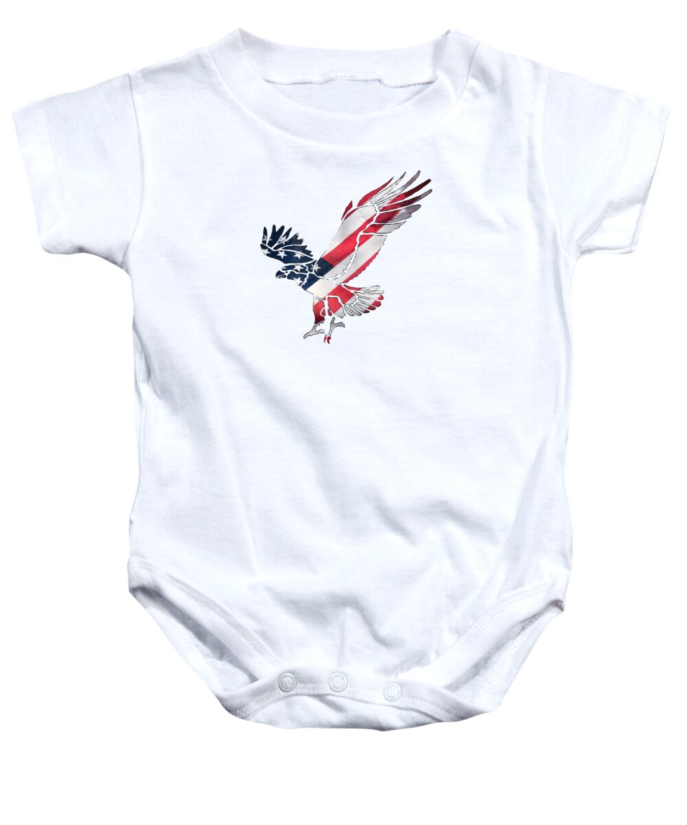 Eagle Baby Onesie featuring the mixed media American Eagle Silhouette by Eileen Backman