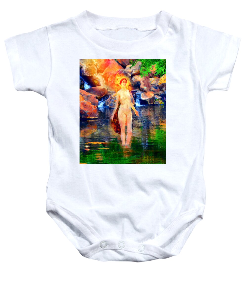 Landscape Baby Onesie featuring the painting Aphrodite by Trask Ferrero