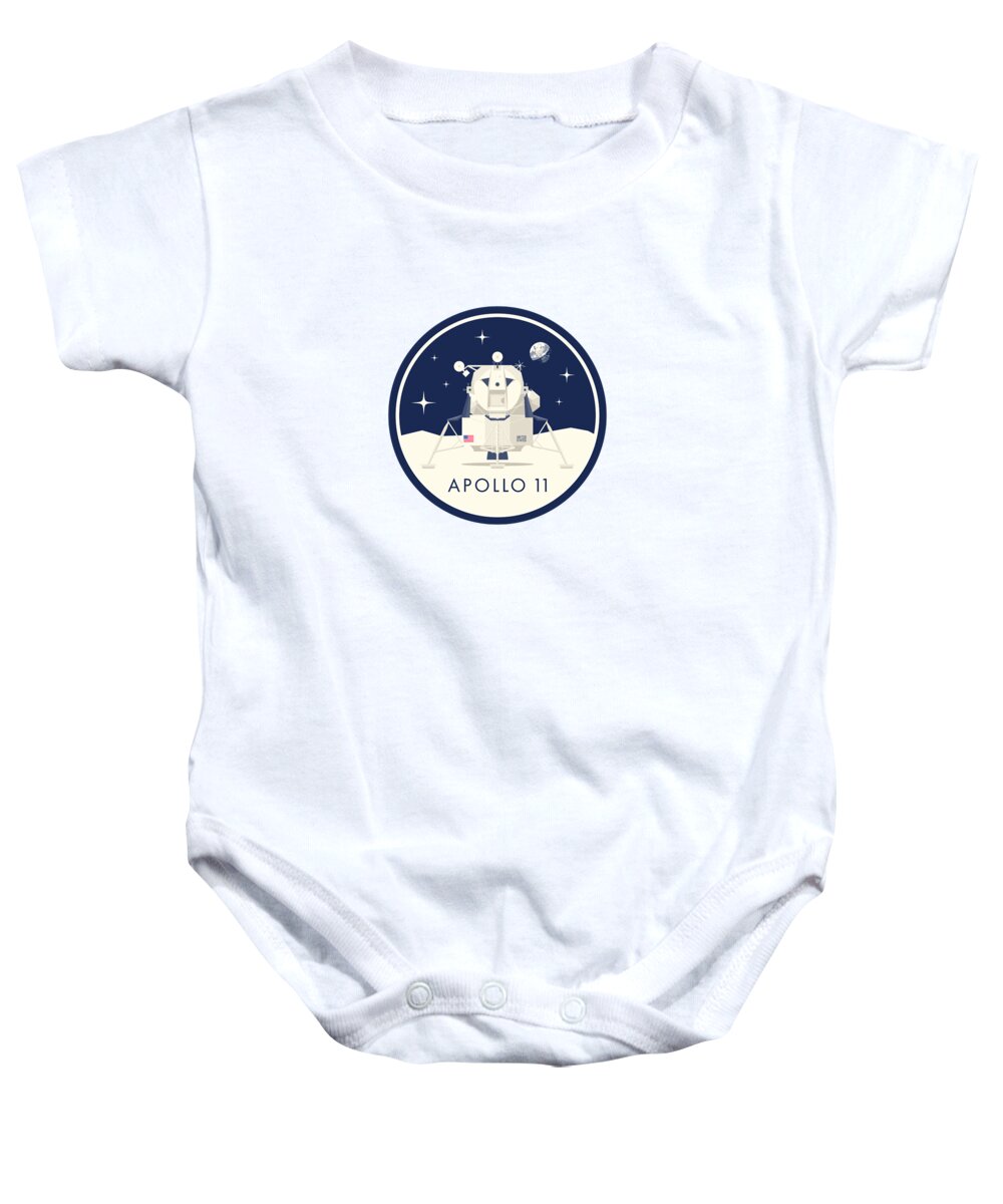 Apollo 11 Baby Onesie featuring the digital art Apollo 11 Space - Lunar Lander Module by Organic Synthesis