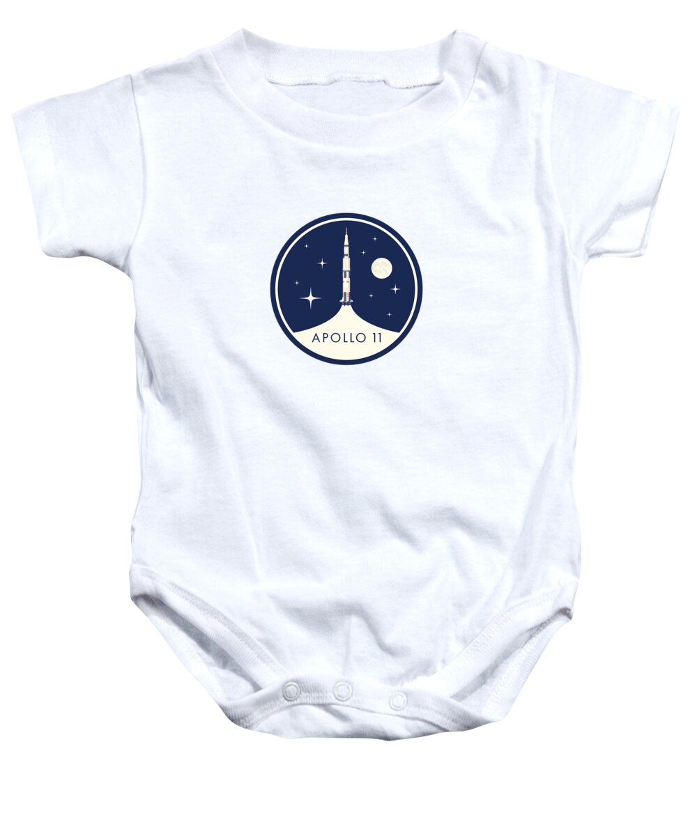 Apollo 11 Baby Onesie featuring the digital art Apollo 11 Space - Saturn Rocket B by Organic Synthesis