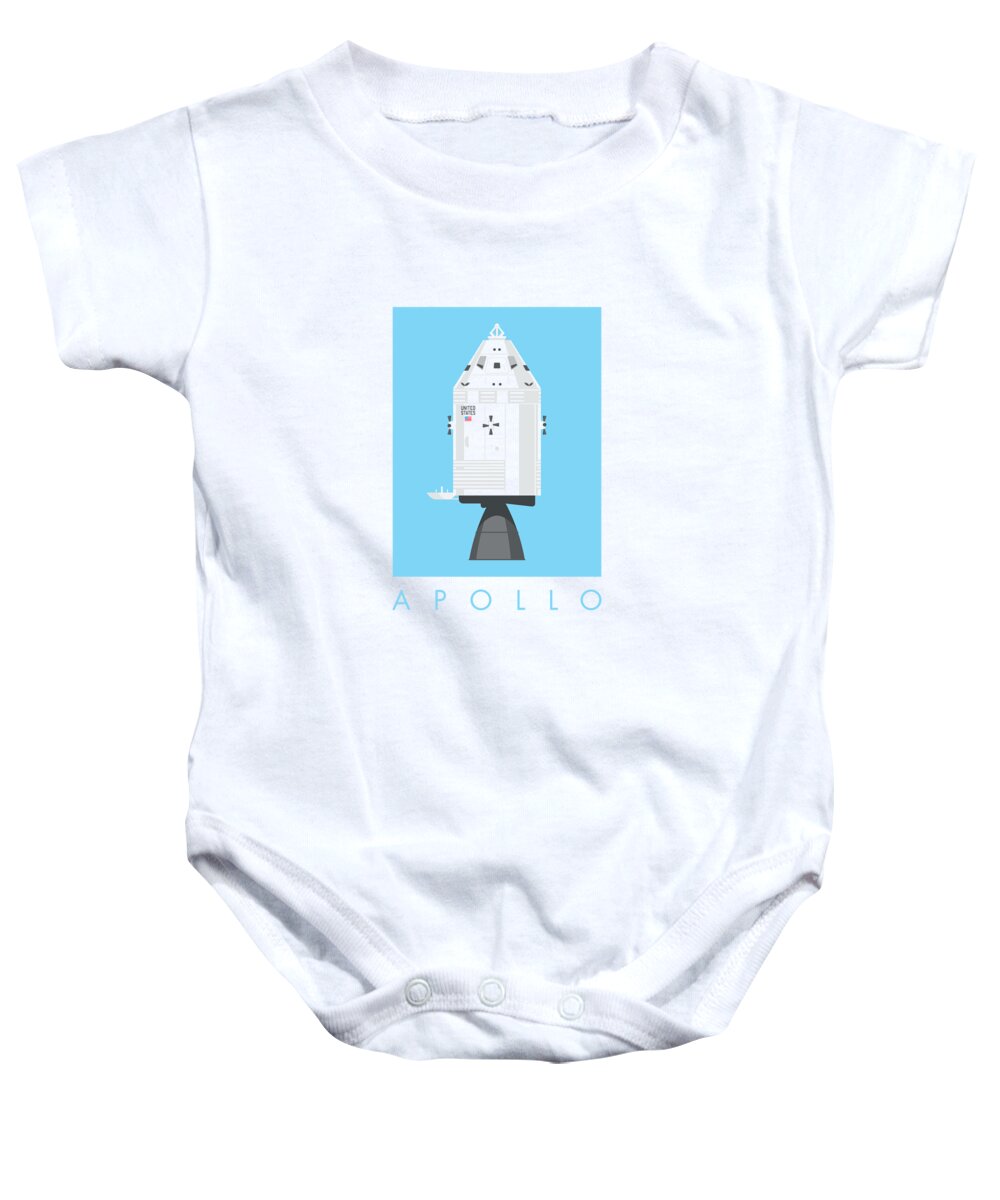 Apollo 11 Baby Onesie featuring the digital art Apollo Command and Service Module - Sky by Organic Synthesis