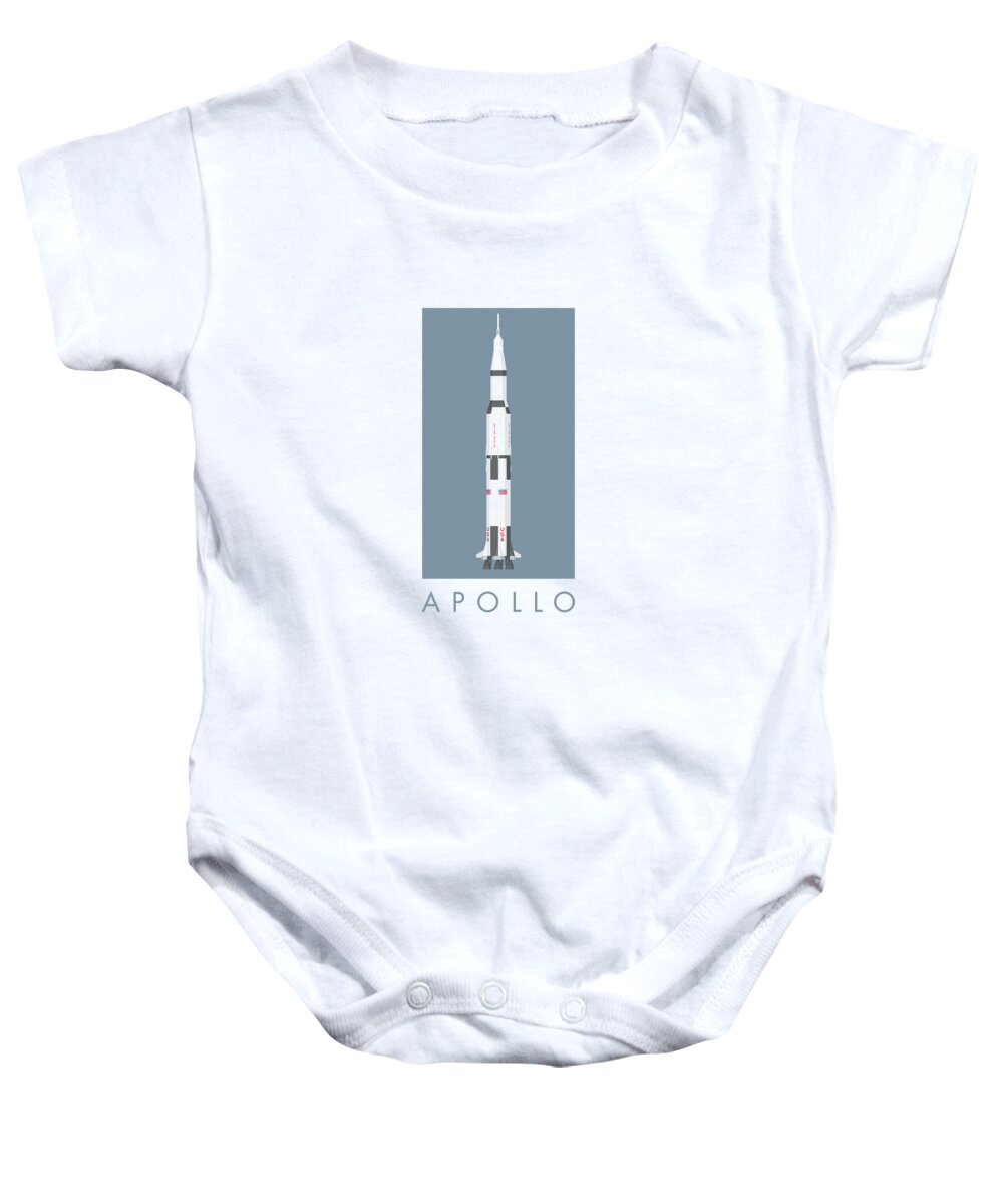 Apollo 11 Baby Onesie featuring the digital art Apollo Saturn V Rocket - Slate by Organic Synthesis