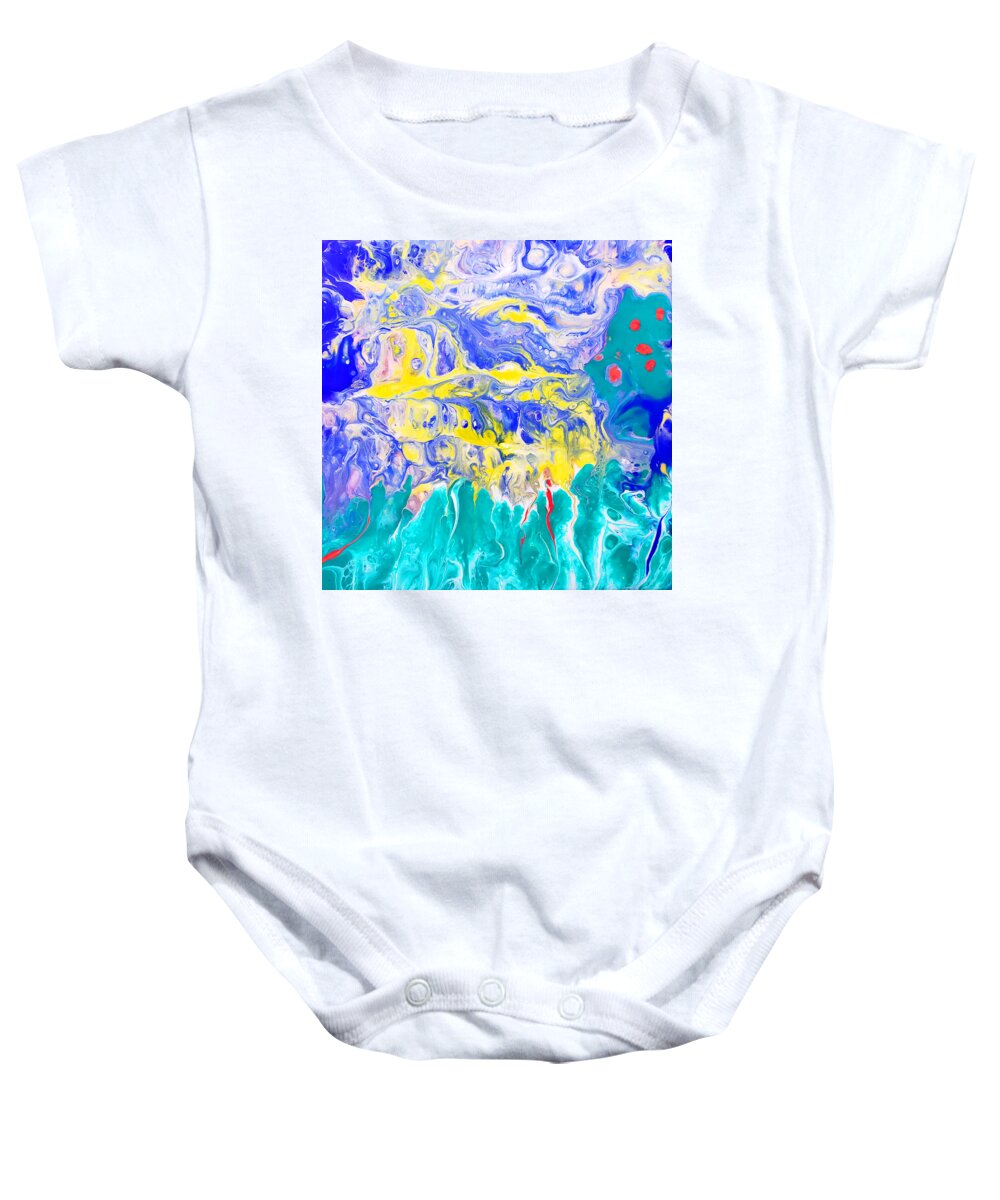 Abstract Baby Onesie featuring the painting Apple Beach by Christine Bolden