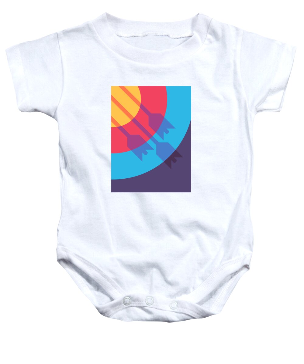 Archery Baby Onesie featuring the digital art Archery Target Arrow Shadow A by Organic Synthesis