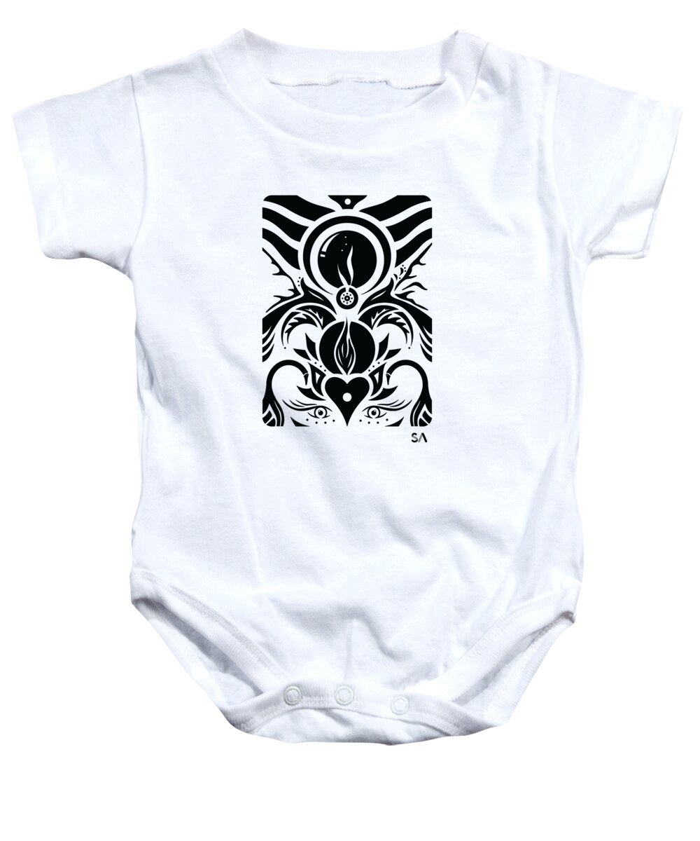 Black And White Baby Onesie featuring the digital art Aries by Silvio Ary Cavalcante