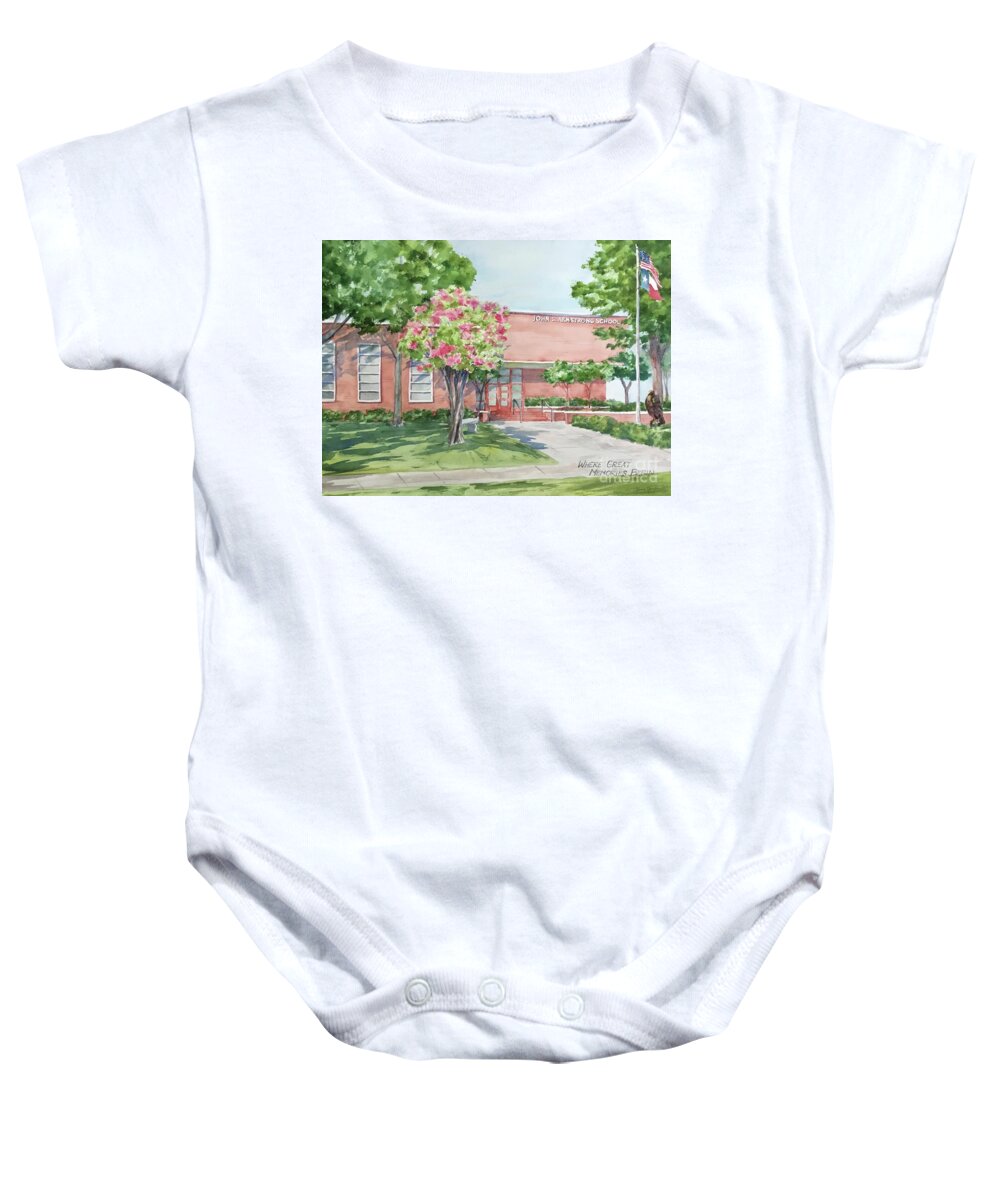 Armstrong Baby Onesie featuring the painting Armstrong Elementary by Liana Yarckin