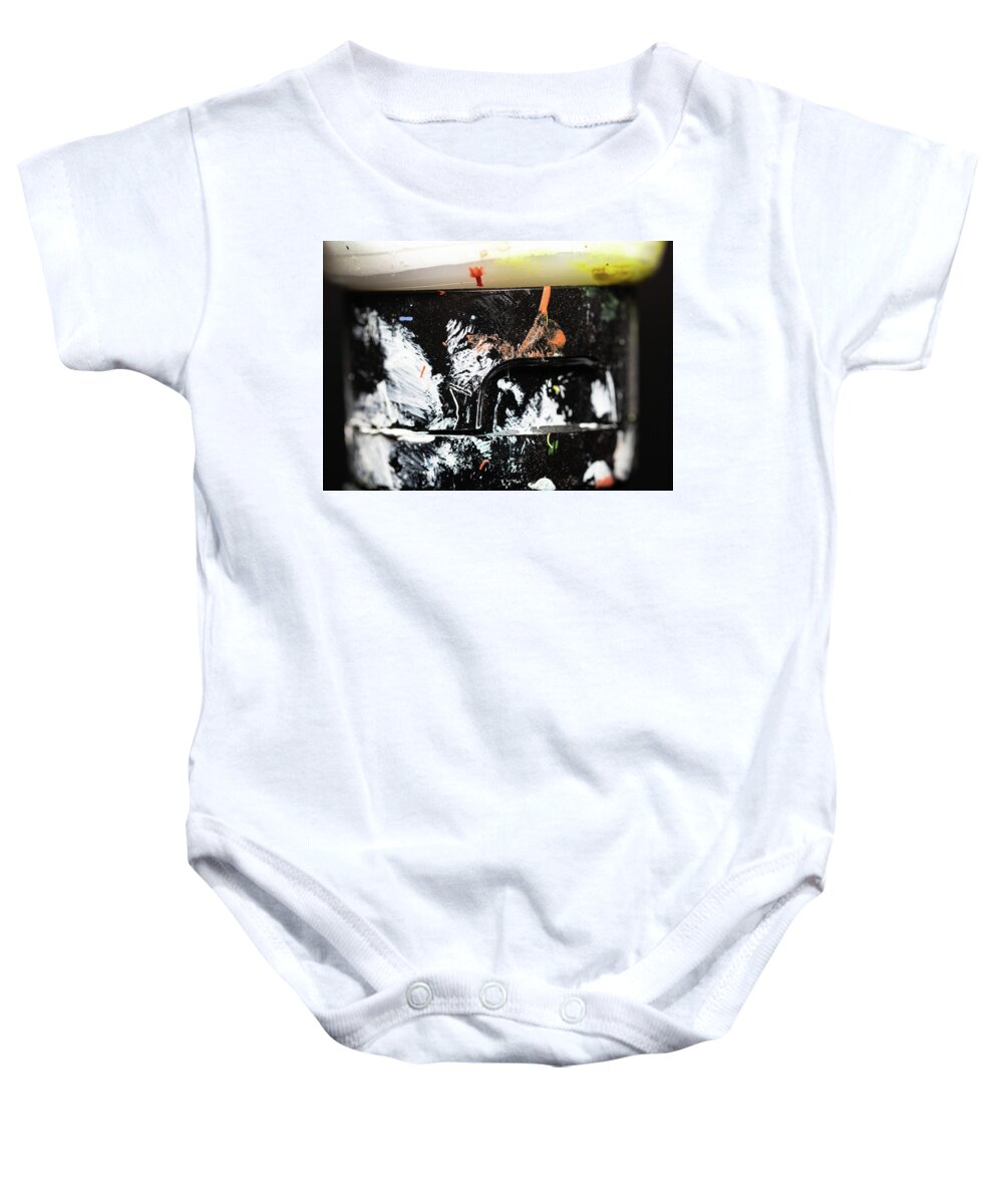 Abstract Baby Onesie featuring the photograph Artist Tools - Macro 6 by Amelia Pearn