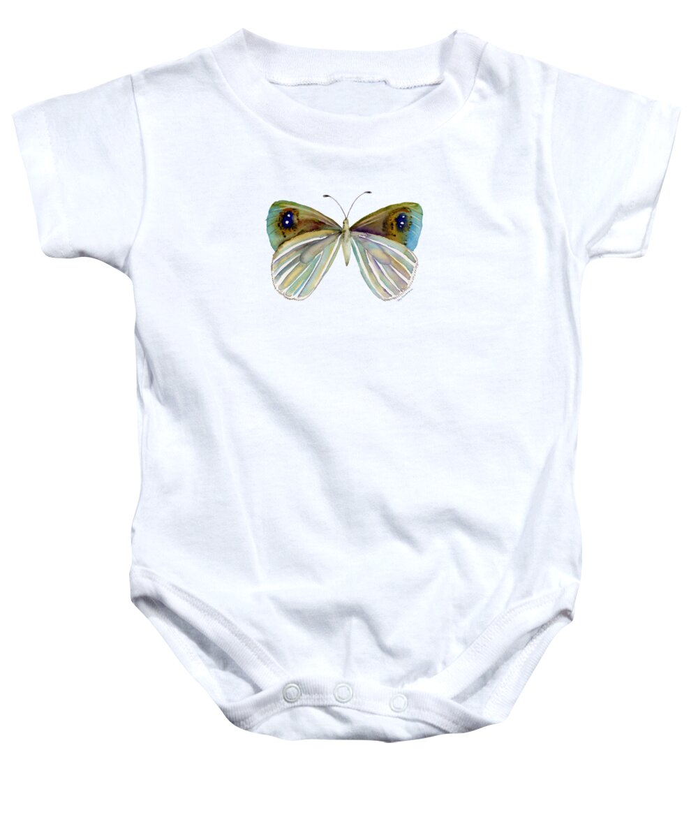 Argyrophenga Baby Onesie featuring the painting 23 Blue Argyrophenga Butterfly by Amy Kirkpatrick