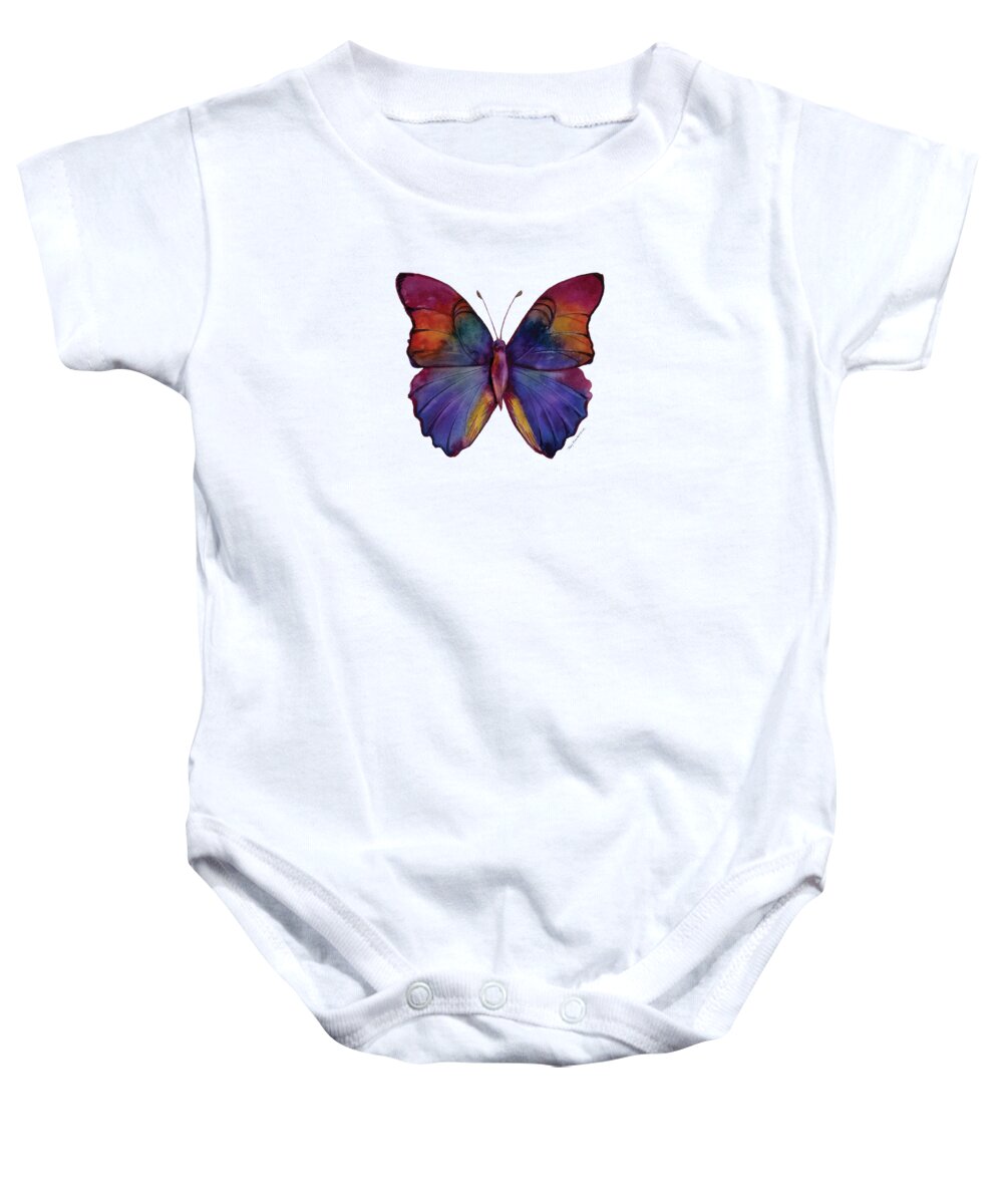 Red Baby Onesie featuring the painting 13 Narcissus Butterfly by Amy Kirkpatrick