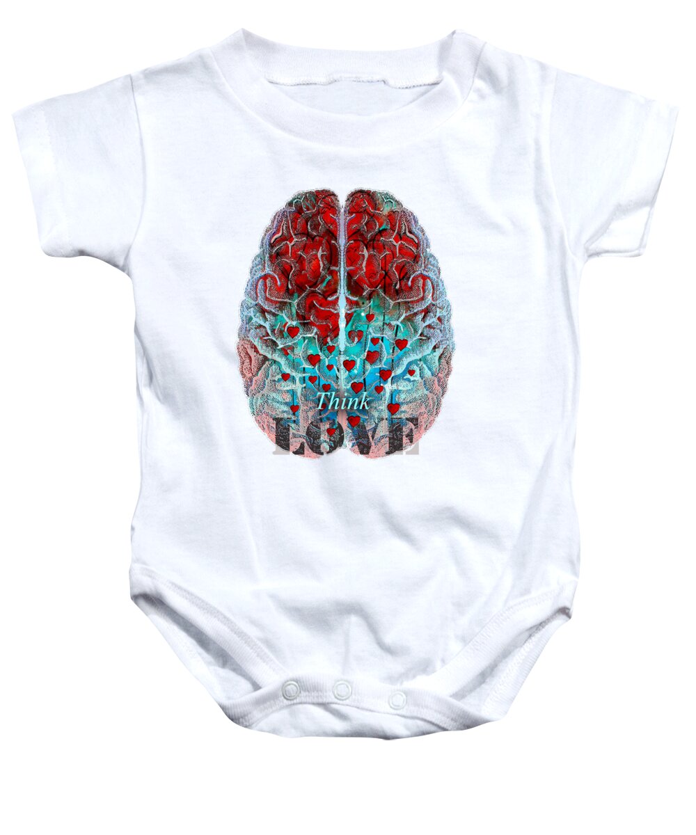 Love Baby Onesie featuring the painting Heart Art - Think Love - By Sharon Cummings by Sharon Cummings